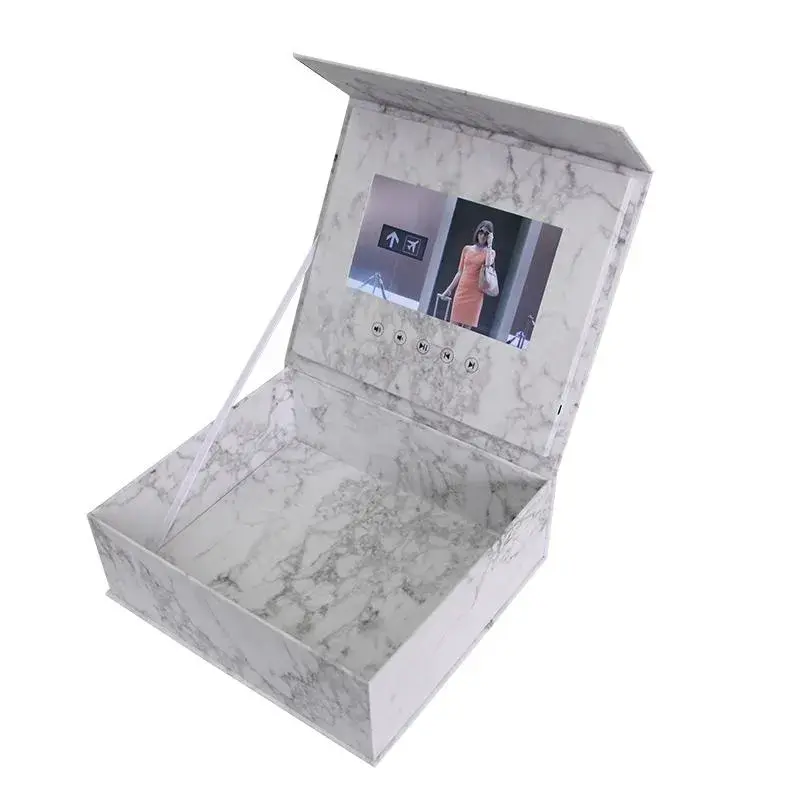 [VG7001-WT] Video Gift Box (White)7-Inch IPS Screen  – Auto-Play LCD Display, Magnetic Lid Design, Personalized Digital Greeting Card Box, Rechargeable High-Tech Gift Packaging for Birthday, Anniversary, Wedding & Special Occasions