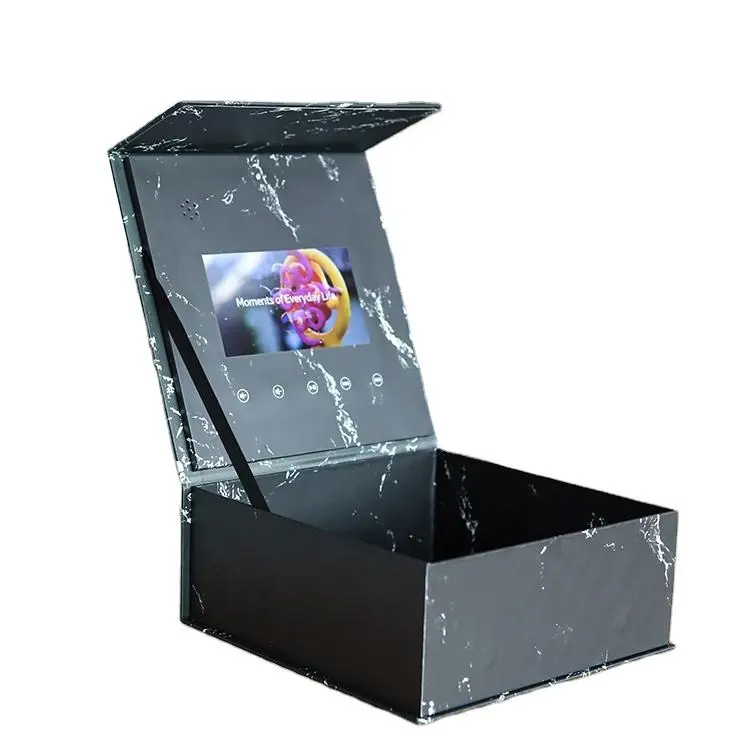[V-PRO7-BLK] Video Gift Box – Auto-Play LCD Display, Magnetic Lid Design, Personalized Digital Greeting Card Box, Rechargeable High-Tech Gift Packaging for Birthday, Anniversary, Wedding & Special Occasions
