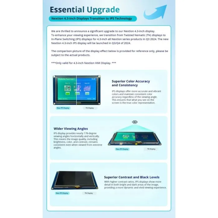 NEXTION NX4827P043-011C- 4.3” inch (IPS)Nextion Intelligent Series HMI Capacitive Touch Display without enclosure