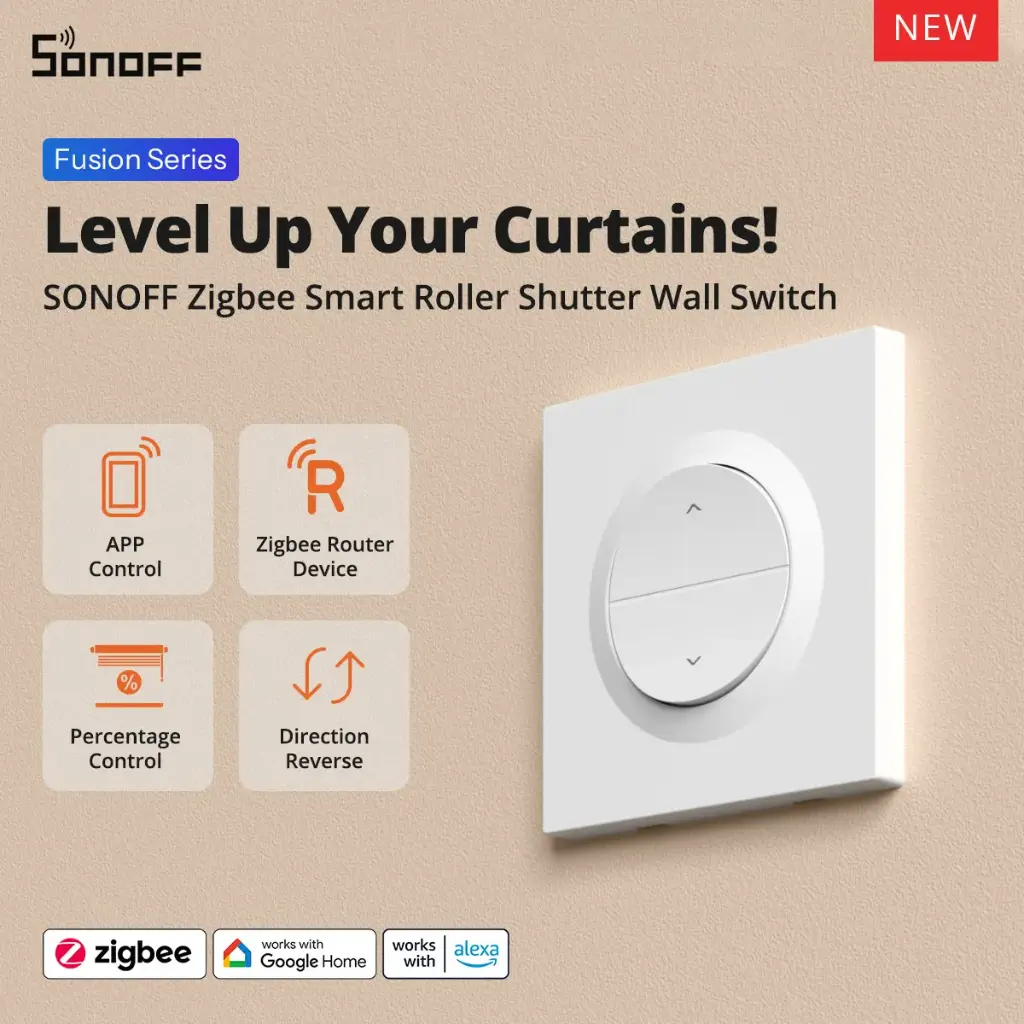 [6920075743449] SONOFF MINI-ZBRBS-E Zigbee Smart Roller Shutter Switch | Smart Curtain & Blind Control | Works with Alexa & Google Home