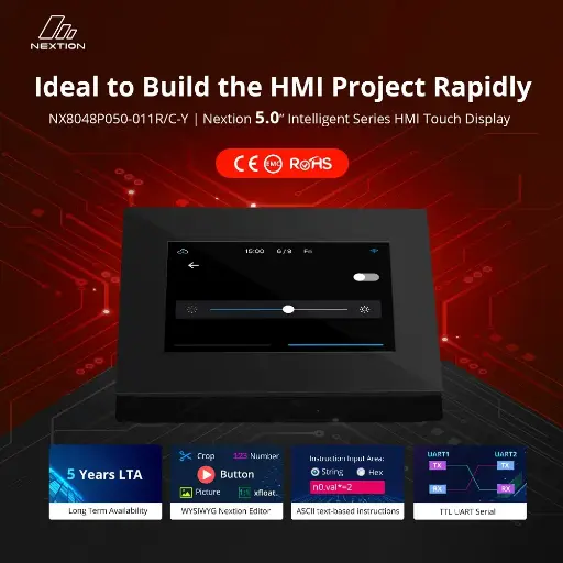 [6920075776539] Nextion NX8048P050-011R-Y 5.0 inch Intelligent Series HMI Touch Display with enclosure